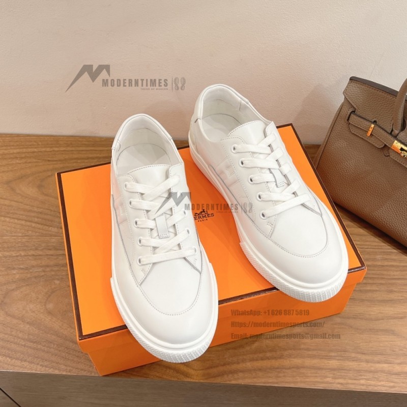 HERMES Deep leather sneakers H231888ZH1W440 white low-top unisex luxury shoes
