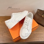 HERMES Deep leather sneakers H231888ZH1W440 white low-top unisex luxury shoes