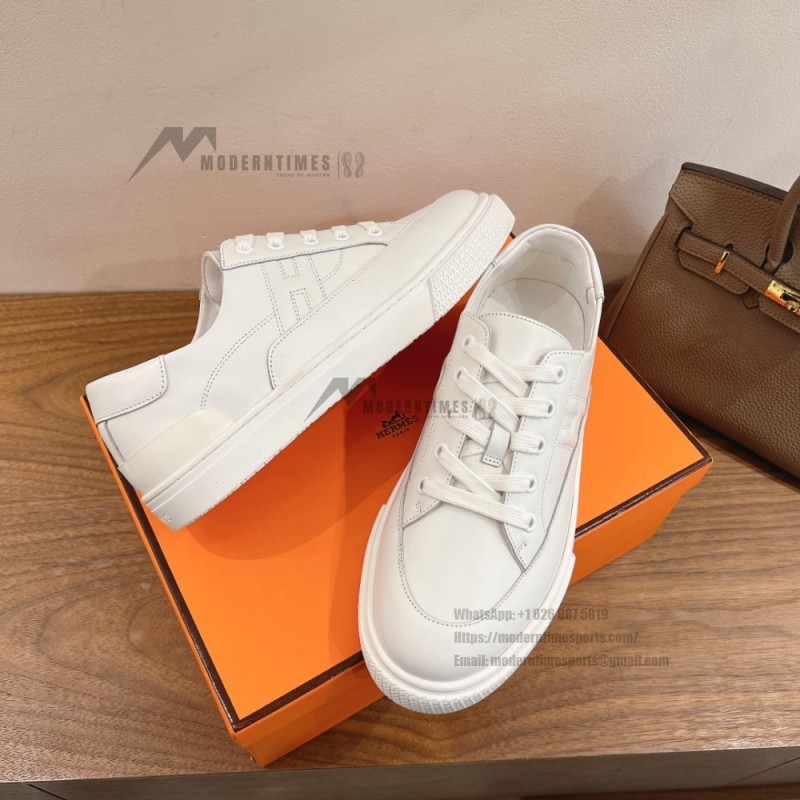 HERMES Deep leather sneakers H231888ZH1W440 white low-top unisex luxury shoes