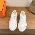 HERMES Deep leather sneakers H231888ZH1W440 white low-top unisex luxury shoes