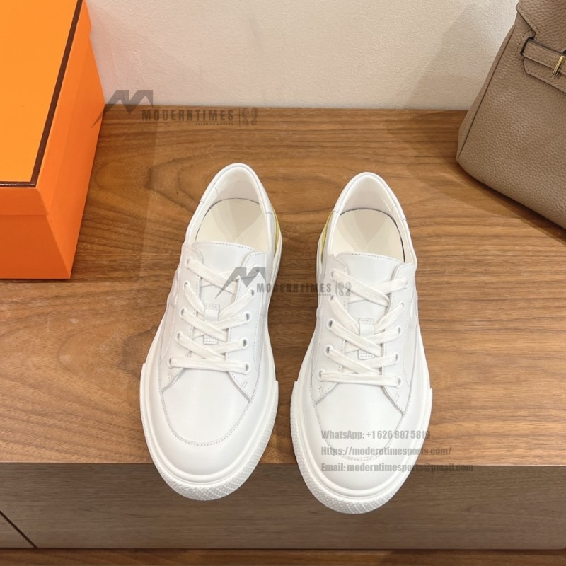 HERMES Deep leather sneakers H231888ZH1W440 white low-top unisex luxury shoes
