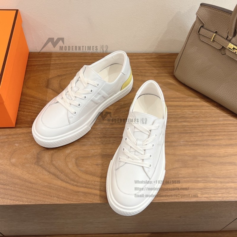 HERMES Deep leather sneakers H231888ZH1W440 white low-top unisex luxury shoes