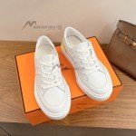 HERMES Deep leather sneakers H231888ZH1W440 white low-top unisex luxury shoes