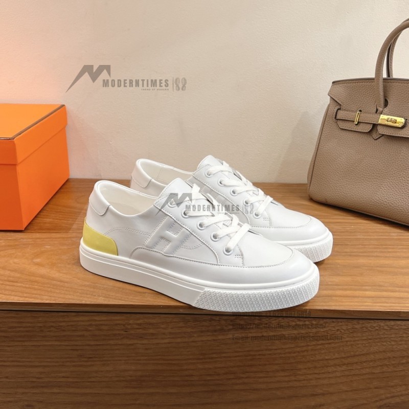 HERMES Deep leather sneakers H231888ZH1W440 white low-top unisex luxury shoes