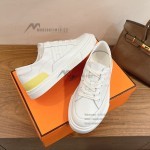 HERMES Deep leather sneakers H231888ZH1W440 white low-top unisex luxury shoes