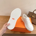 Hermès Deep Leder Sneaker H231888ZH1W440 weiße Low-Top Unisex Luxusschuhe