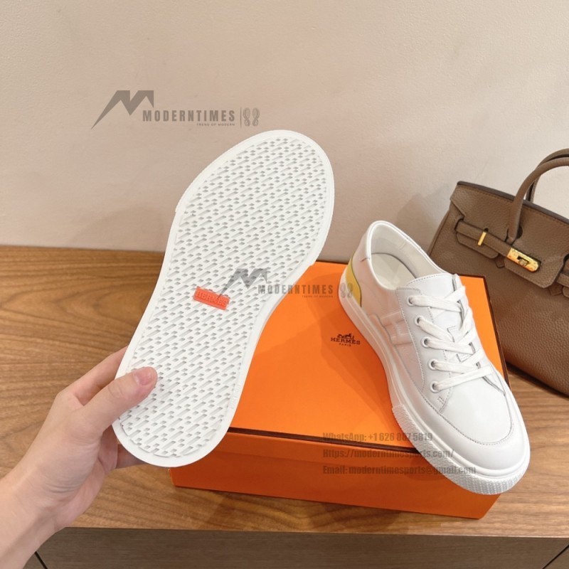 HERMES Deep leather sneakers H231888ZH1W440 white low-top unisex luxury shoes