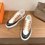 HERMES grey leather low-top sneakers unisex luxury designer shoes