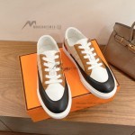 HERMES grey leather low-top sneakers unisex luxury designer shoes