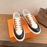 HERMES grey leather low-top sneakers unisex luxury designer shoes