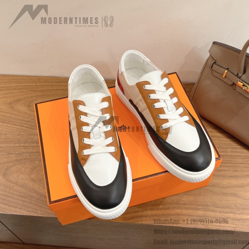 HERMES grey leather low-top sneakers unisex luxury designer shoes