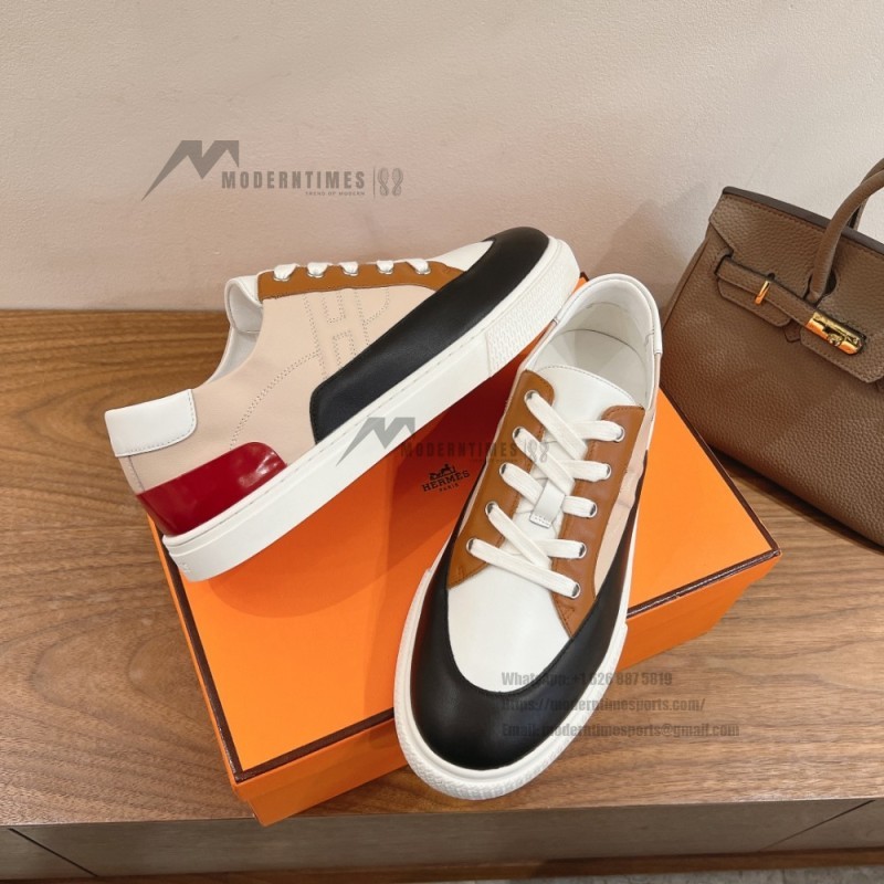 HERMES grey leather low-top sneakers unisex luxury designer shoes
