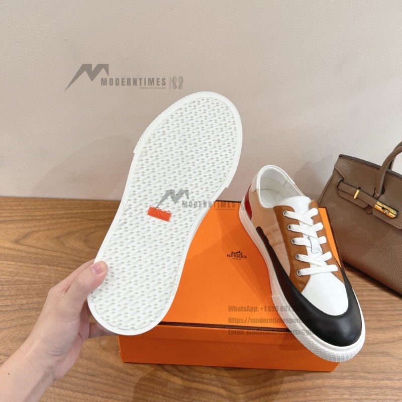 HERMES grey leather low-top sneakers unisex luxury designer shoes
