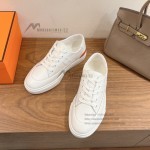 HERMES Deep leather sneakers H231888ZH1W440 white low-top unisex luxury shoes