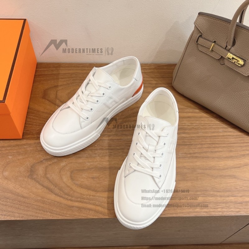 HERMES Deep leather sneakers H231888ZH1W440 white low-top unisex luxury shoes