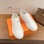 HERMES Deep leather sneakers H231888ZH1W440 white low-top unisex luxury shoes
