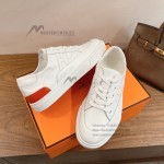 HERMES Deep leather sneakers H231888ZH1W440 white low-top unisex luxury shoes