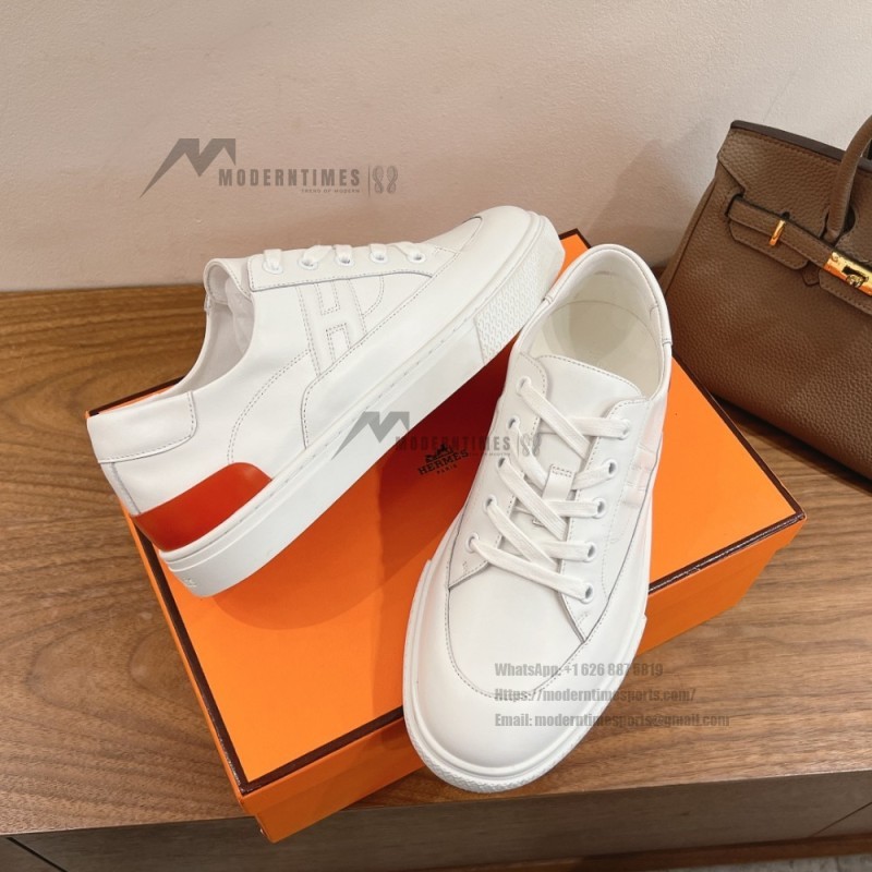 HERMES Deep leather sneakers H231888ZH1W440 white low-top unisex luxury shoes
