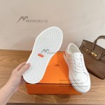 HERMES Deep leather sneakers H231888ZH1W440 white low-top unisex luxury shoes