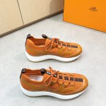 HERMES Katana Sneakers H251981ZHO1400 Orange H Naturel men’s luxury sport shoes