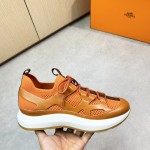 HERMES Katana Sneakers H251981ZHO1400 Orange H Naturel men’s luxury sport shoes