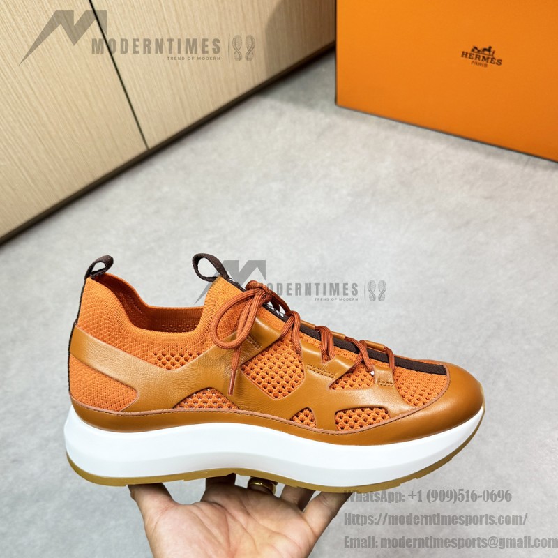 HERMES Katana Sneakers H251981ZHO1400 Orange H Naturel men’s luxury sport shoes