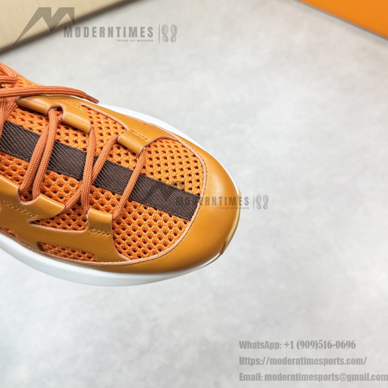 HERMES Katana Sneakers H251981ZHO1400 Orange H Naturel men’s luxury sport shoes