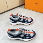 HERMES Katana men’s luxury sneakers grey navy side view