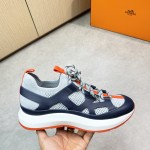 HERMES Katana men’s luxury sneakers grey navy side view