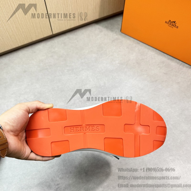 HERMES Katana men’s luxury sneakers grey navy side view