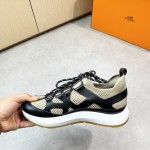 HERMES Katana Sneakers H251981ZHX3420 Étoupe Noir men luxury sport sneakers side view