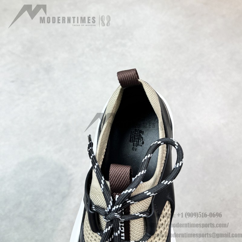 HERMES Katana Sneakers H251981ZHX3420 Étoupe Noir men luxury sport sneakers side view