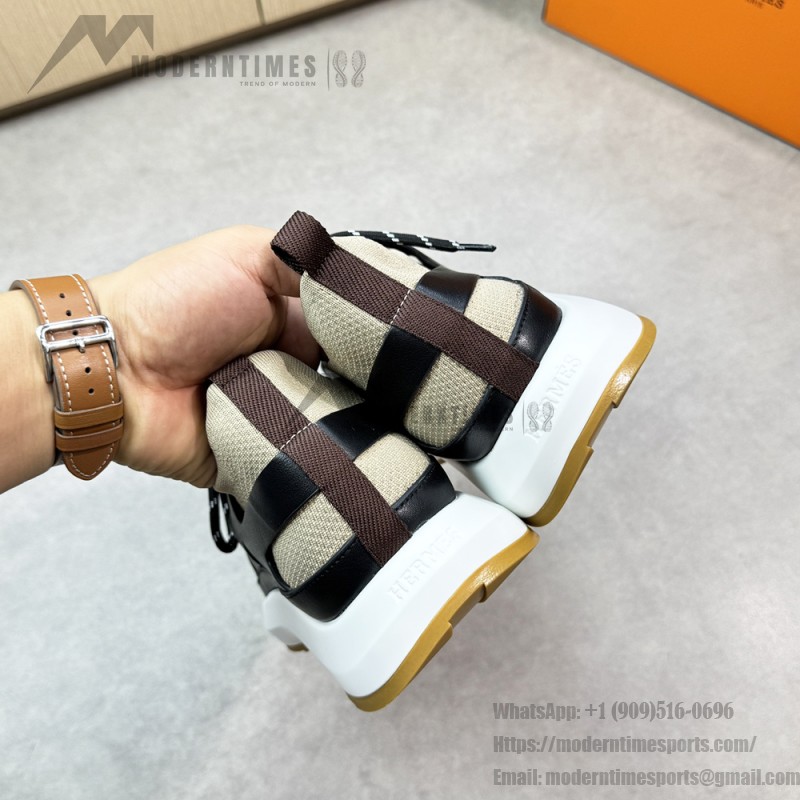 HERMES Katana Sneakers H251981ZHX3420 Étoupe Noir men luxury sport sneakers side view