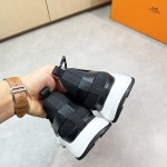 HERMES Katana Sneakers H251981ZH01390 Noir men luxury black sport sneakers side view