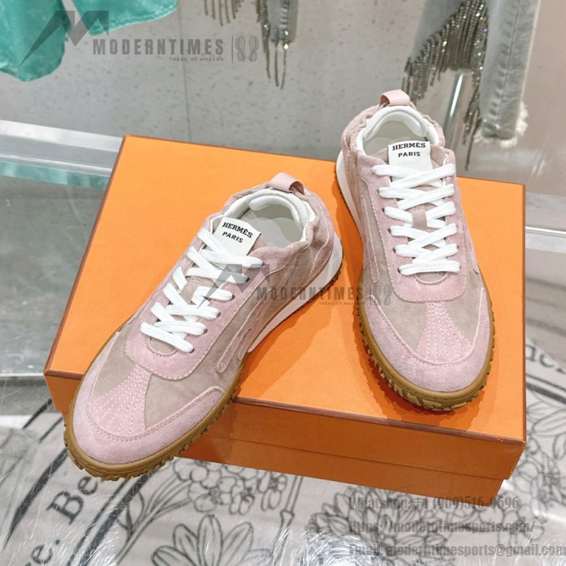 HERMES Jet Sneakers Rose Cancan Rose Aquarelle women luxury pink sneakers side view
