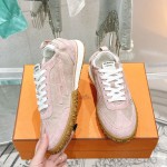HERMES Jet Sneakers Rose Cancan Rose Aquarelle women luxury pink sneakers side view