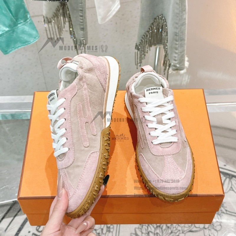 HERMES Jet Sneakers Rose Cancan Rose Aquarelle women luxury pink sneakers side view
