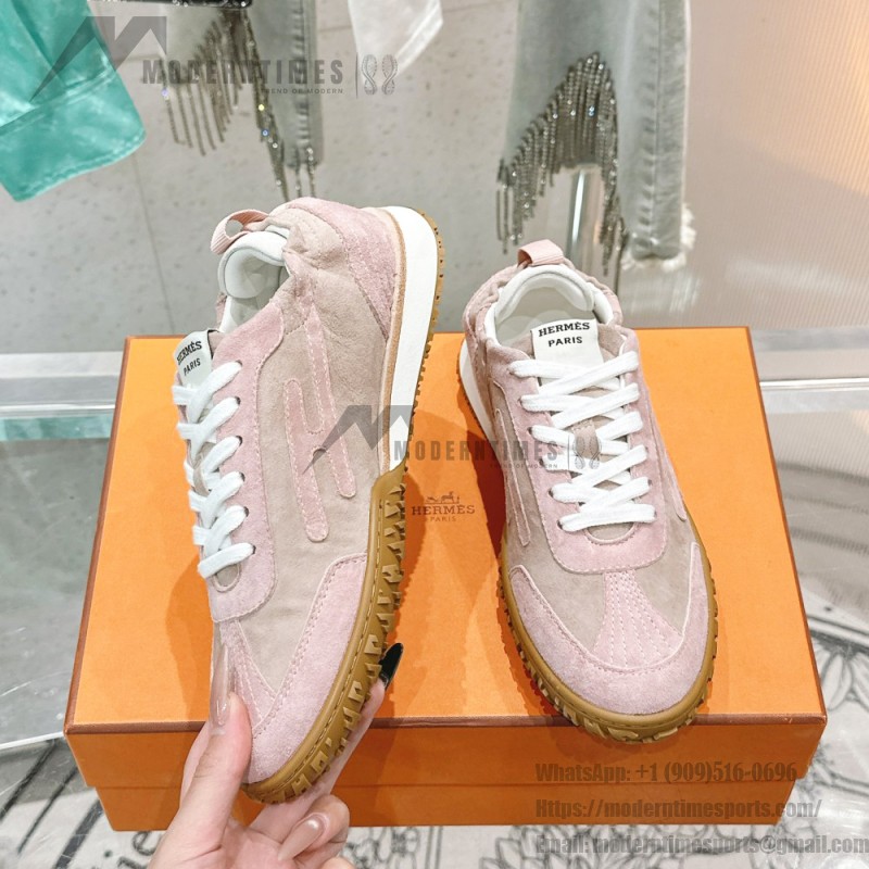 HERMES Jet Sneakers Rose Cancan Rose Aquarelle women luxury pink sneakers side view