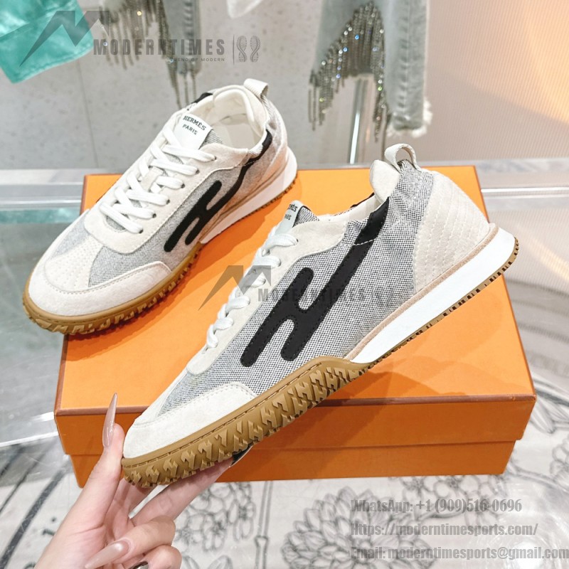 HERMES Jet Sneaker Multicolore Prunoir luxury designer sport shoe side view