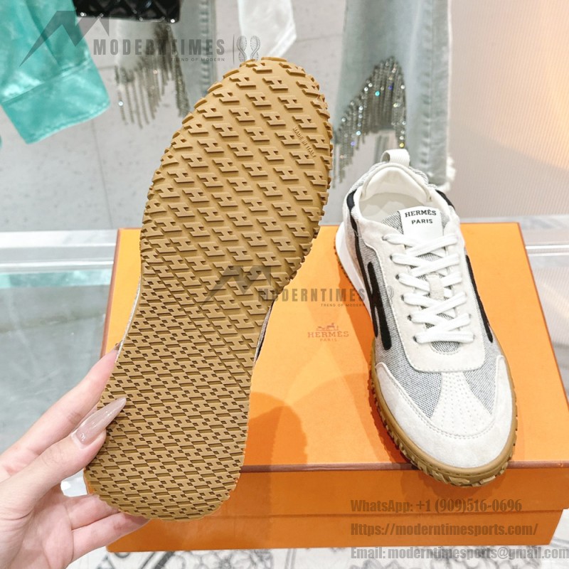 HERMES Jet Sneaker Multicolore Prunoir luxury designer sport shoe side view