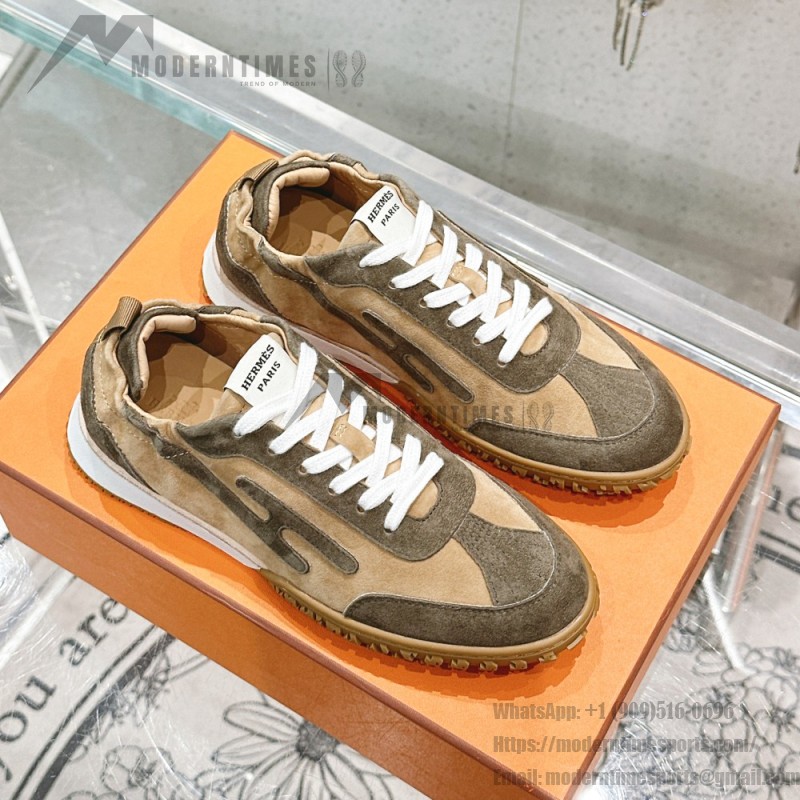HERMES Jet Sneakers Beige Lin Vert Toundra luxury low-top designer shoes