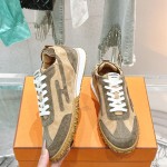 HERMES Jet Sneakers Beige Lin Vert Toundra luxury low-top designer shoes