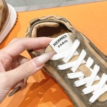 HERMES Jet Sneakers Beige Lin Vert Toundra luxury low-top designer shoes