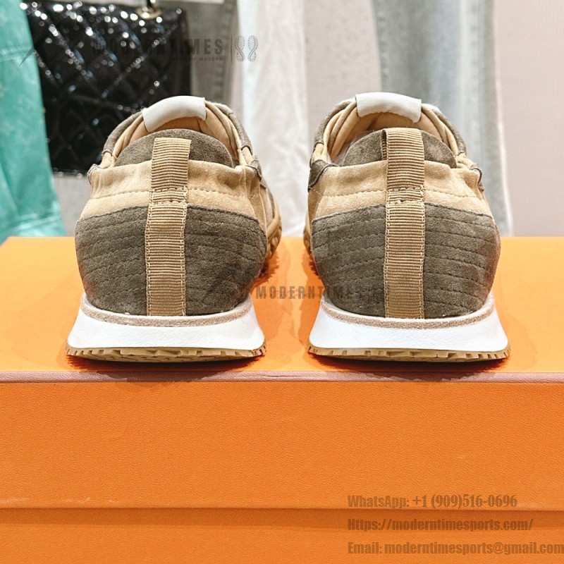 HERMES Jet Sneakers Beige Lin Vert Toundra luxury low-top designer shoes