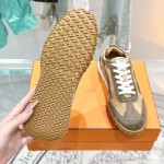HERMES Jet Sneakers Beige Lin Vert Toundra luxury low-top designer shoes