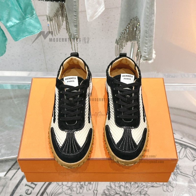 HERMES Jet Sneakers H251134Zv5K340 Beige Lin Naturel luxury mesh sneakers side view