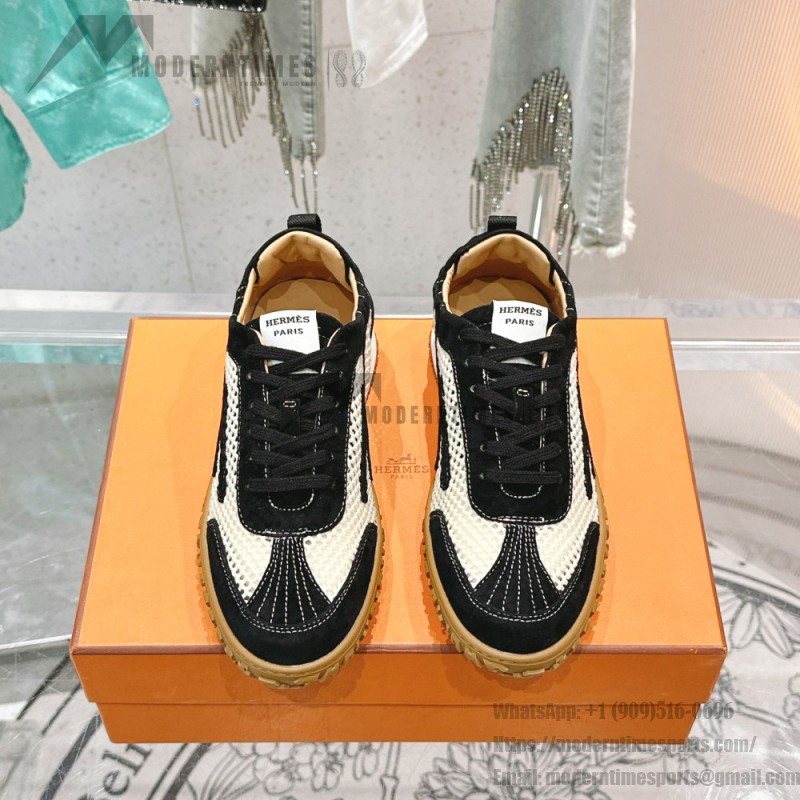 HERMES Jet Sneakers H251134Zv5K340 Beige Lin Naturel luxury mesh sneakers side view