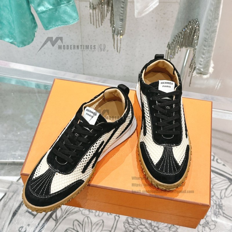 HERMES Jet Sneakers H251134Zv5K340 Beige Lin Naturel luxury mesh sneakers side view