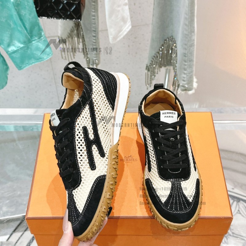 HERMES Jet Sneakers H251134Zv5K340 Beige Lin Naturel luxury mesh sneakers side view