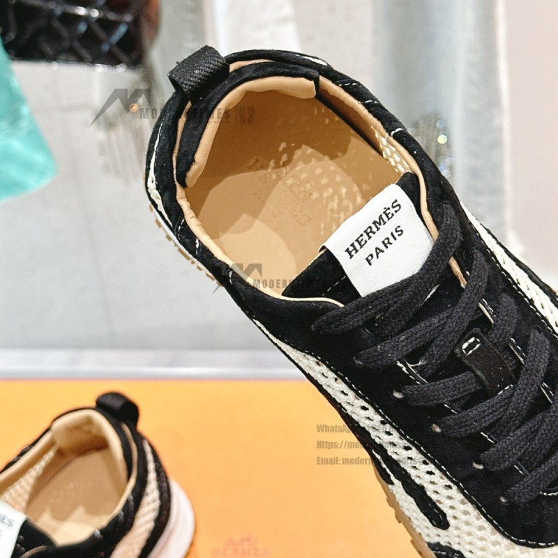 HERMES Jet Sneakers H251134Zv5K340 Beige Lin Naturel luxury mesh sneakers side view